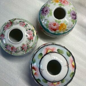 Vintage Porcelain Hair Receivers- Set of 3